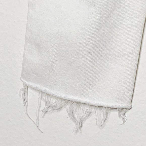 MOTHER Denim NWT White Looker Ankle Fray Raw Hem Jeans Little Miss Innocent 26 - Picture 5 of 16